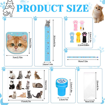 PerKoop 168 Pcs Cat Party Favors Set Cat Pencil Mini Notebook Sticker Stamp Stationery Cat Themed Party Favor for Kitten Animal