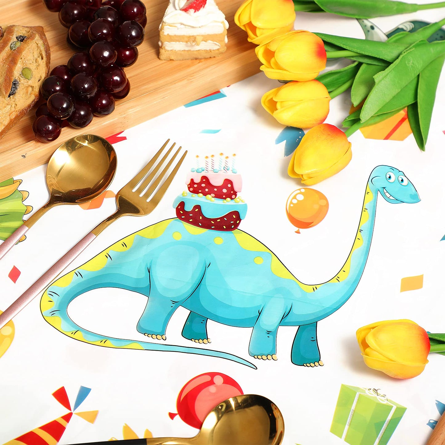 Tegeme 3 Pcs Dinosaur Plastic Tablecloth Dinosaur Party Table Cover 54 X 108 Inch Disposable Waterproof Dino Print Table Cloth F