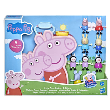 Peppa Pig Peppas Adventures Peppa Briefcase, George and Their Friends, Preschool Toy, 9 Figures with Zebra Sisters