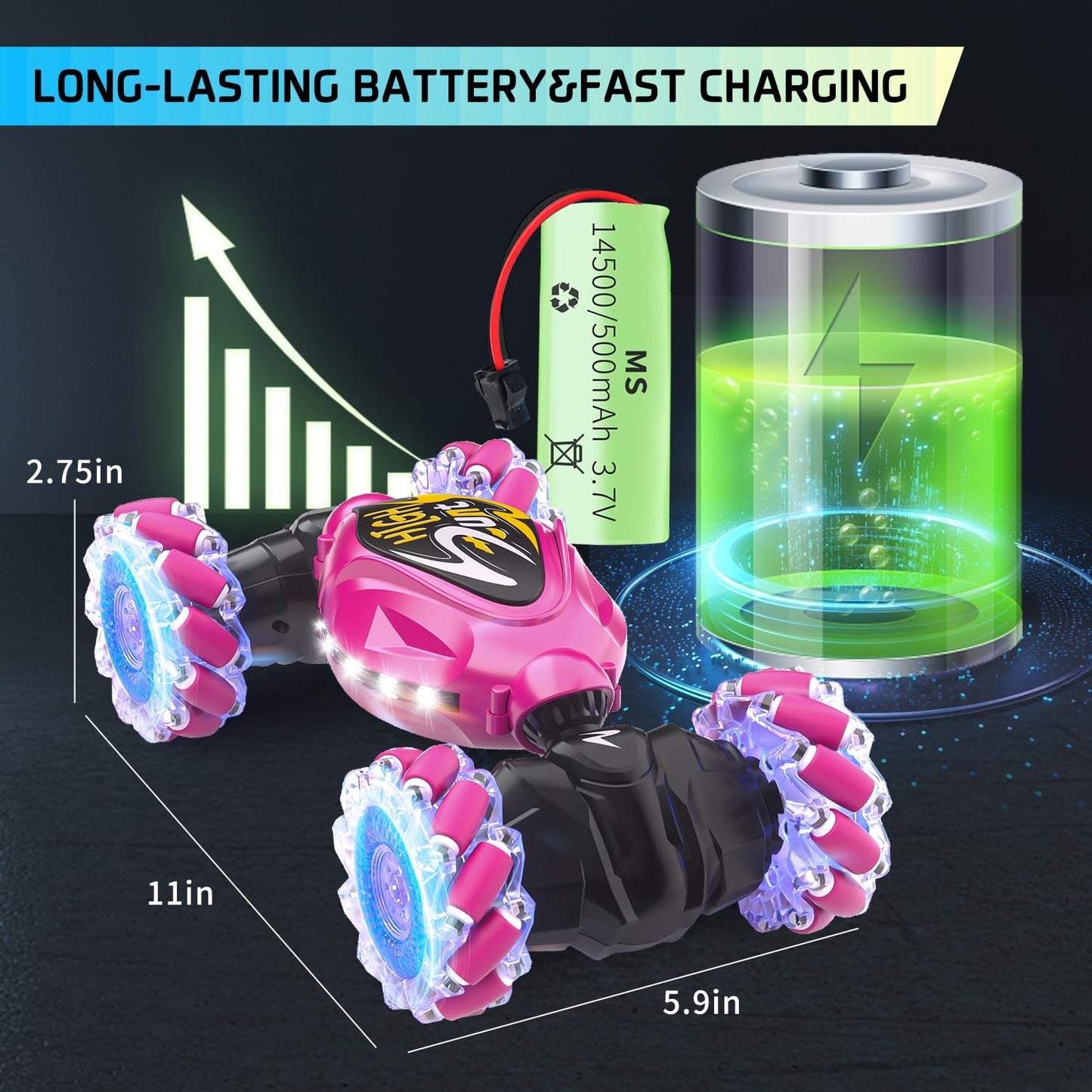 Terucle RC Cars, 2.4Ghz 4WD New Gravity Gesture Sensing Remote Control Car Toys, RC Stunt Twist Car Toys for 6-12 yr Boys & Girl