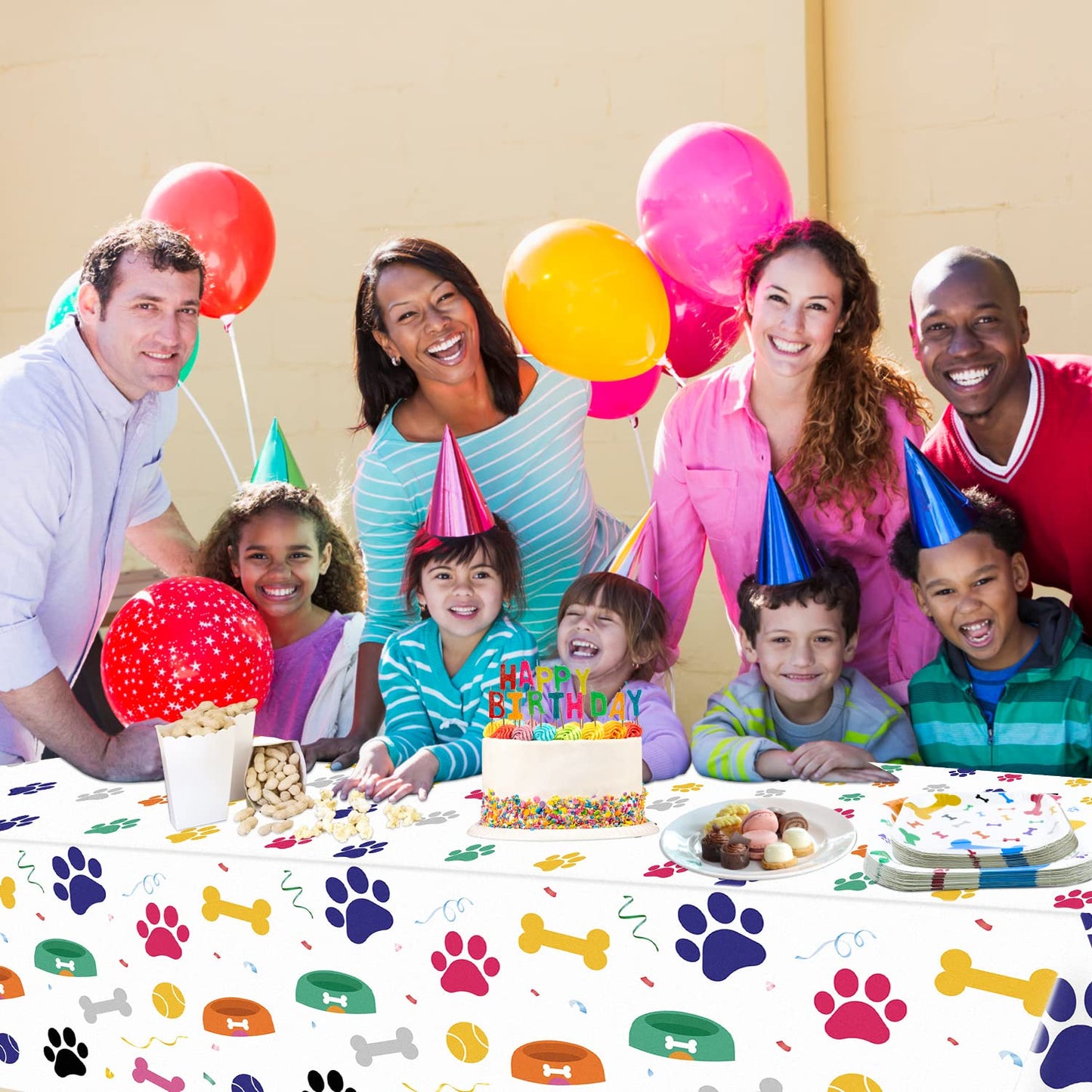 Dog Party Supplies Serve 20 - 81Pcs Plates Napkins Tablecloth Forks Set for Doggy, Kids, Dog Birthday Party Decorations Dog Them