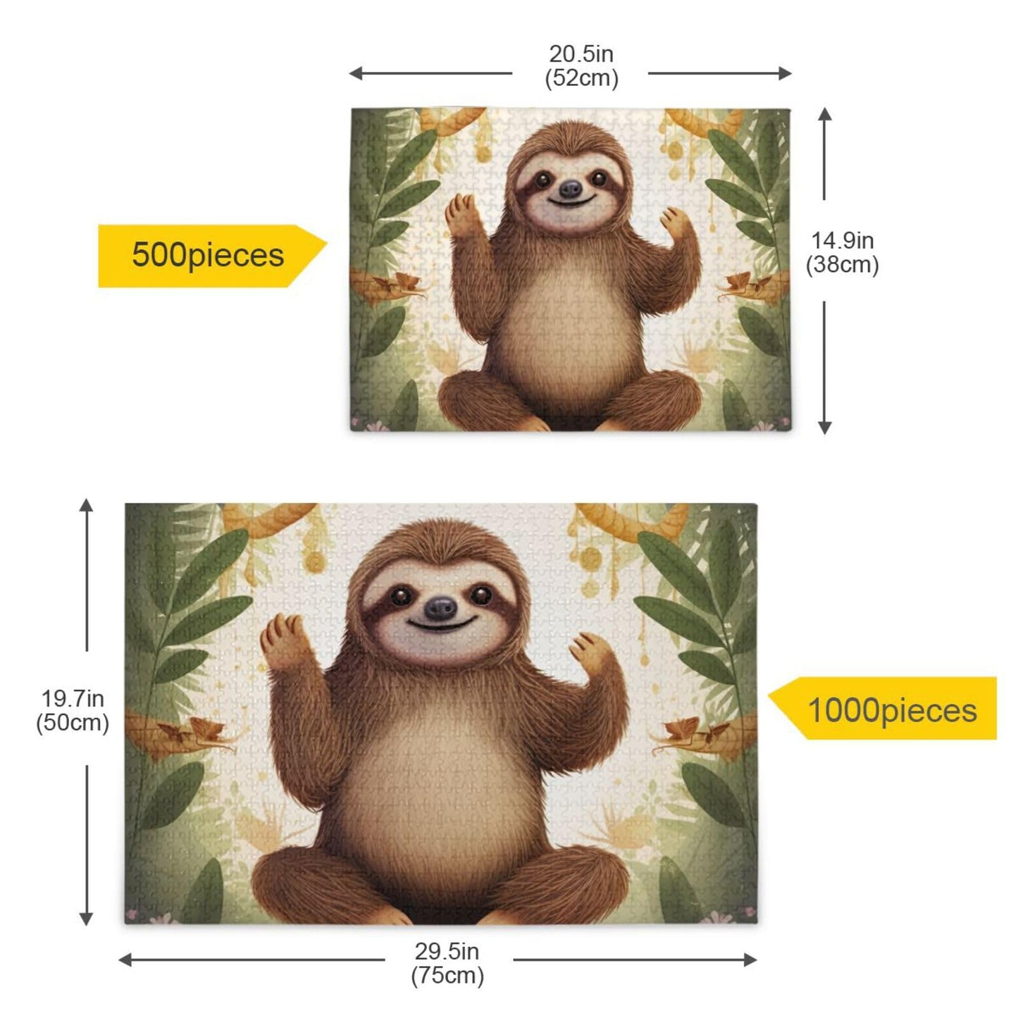Goodold Cute Sloth Puzzles For Adults And Kids 500 Pieces, Wooden Jigsaw Puzzles, Happy Family Games Ideal