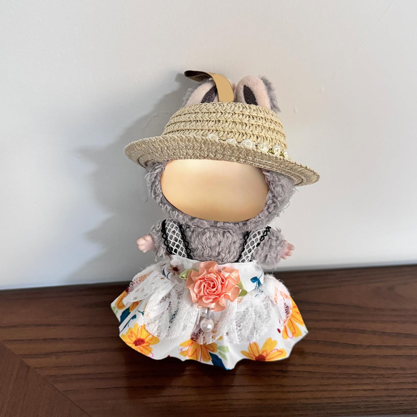 17cm Doll Clothes Set(NO Doll) - Cute Knit Sweater & Handcrafted Crochet Skirt enhanced Fashion Dresses Soft Stretch Fabric Costume Accessories Summer Straw Hat White Dress Suit