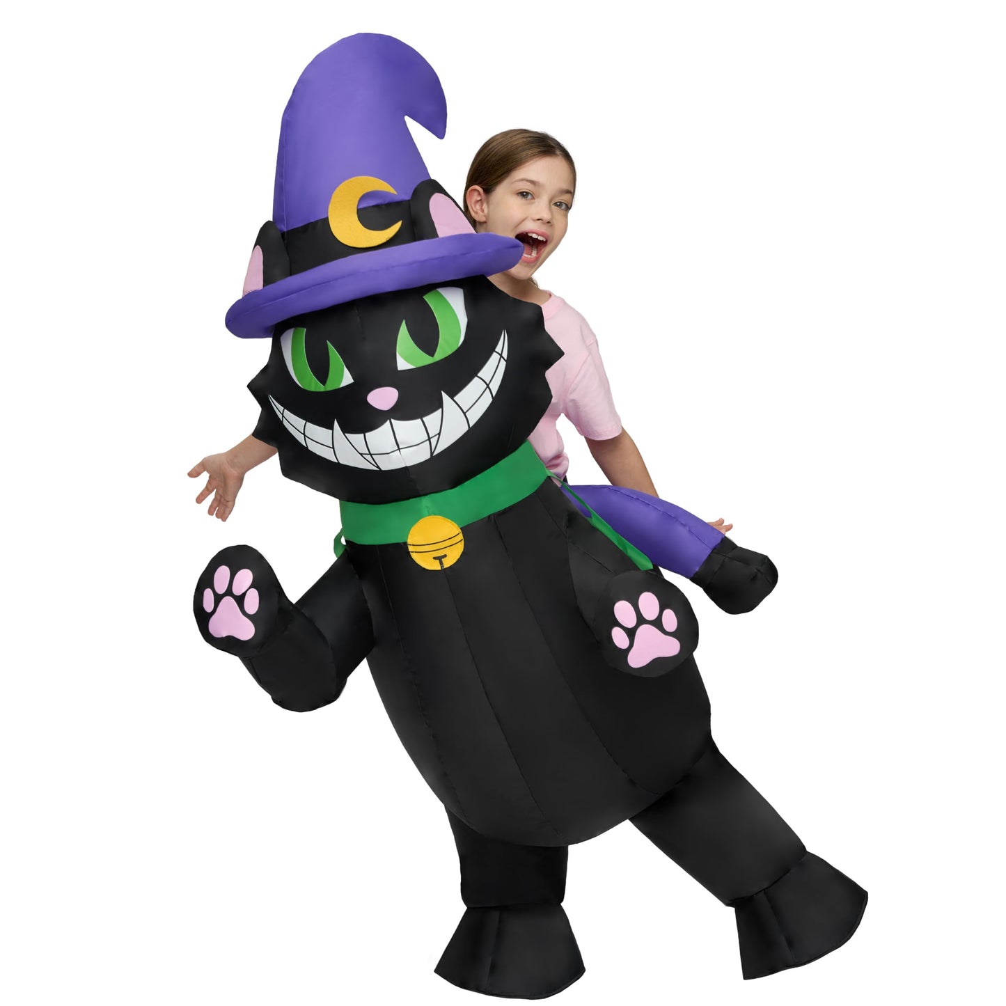 Spooktacular Creations Kids Inflatable Costumes, Riding A Black Cat Inflatable Costume, Kitty Blow Up Costumes For Halloween Costume Cosplay Themed Parties