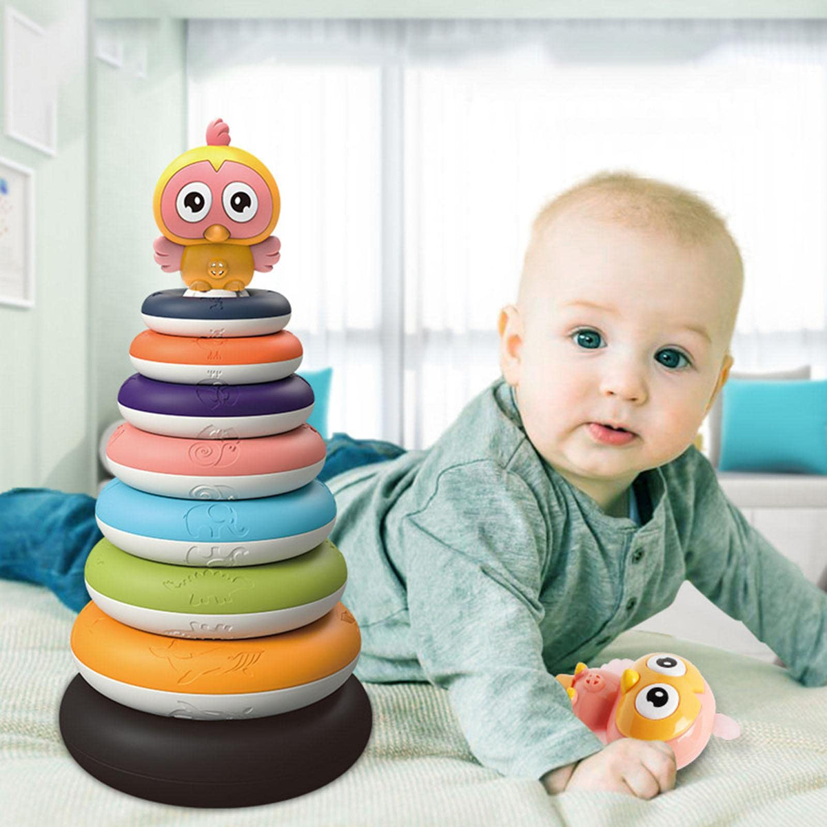 TRENDIVIBE Baby Stacking Tower Circles Sorting Developmental for 13 14 Months Toddlers| Baby Learning Toy | Infant Activity Toy