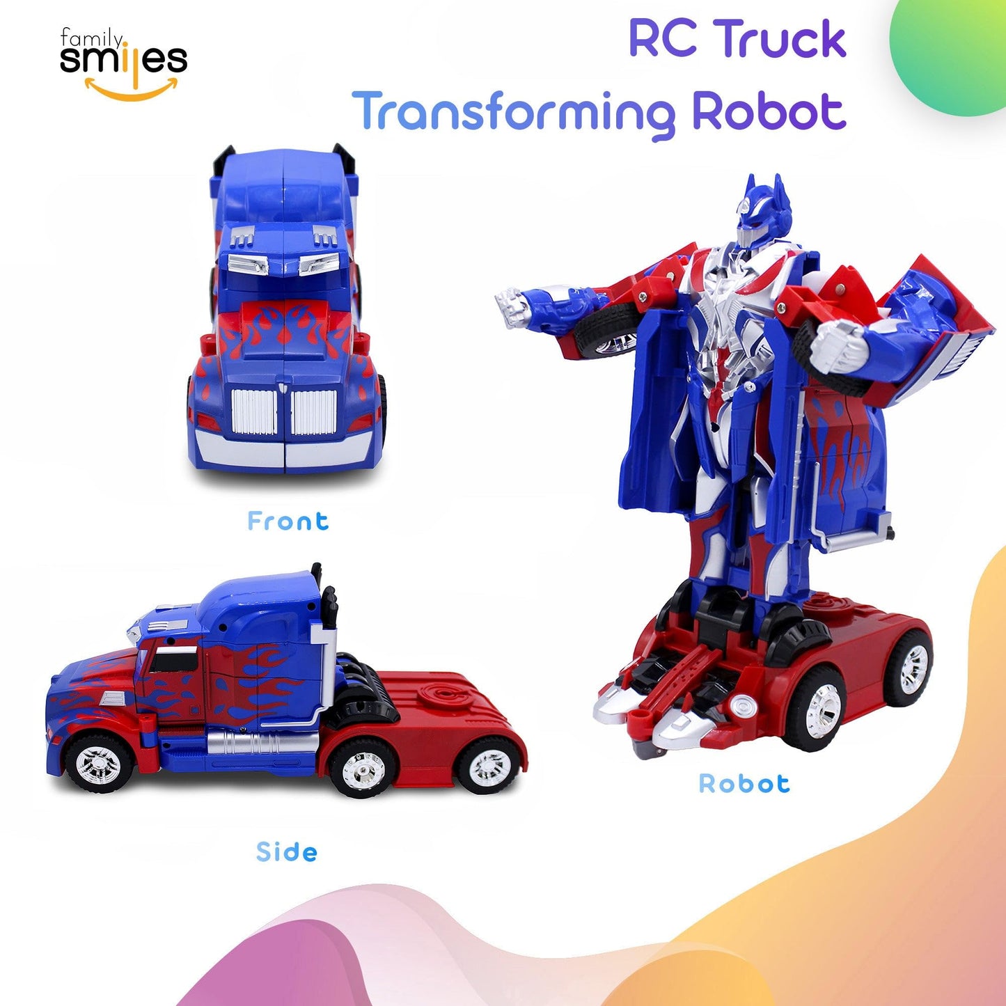 Family Smiles Kids Remote Control Car Toy Truck Transforming Robot RC Vehicle Toys Boys Age 8-12
