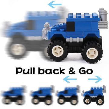 IAMGlobal 12 Mini Pull Back Cars Building Blocks Toy Set, Trucks Toy Vehicles Set Stem Toys, Party Supplies Gifts Party Favor fo