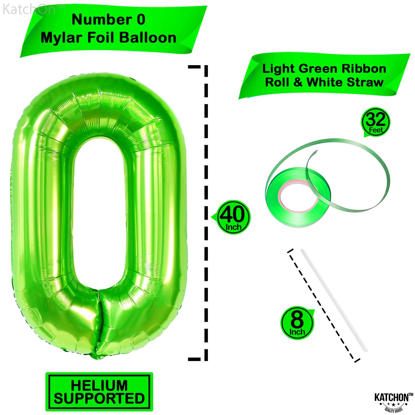 Giant, Light Green 0 Number Balloons - 40 Inch | Pair 0 Digit Balloon To Other | Light Green 0 Balloon For Birthday Party Supplies | Light Green Number 0 Balloon For Jungle Theme Birthday Decorations