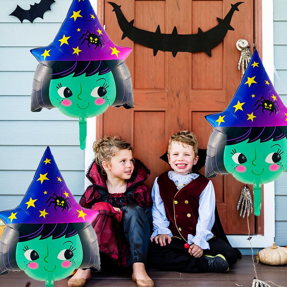 Hadckja Halloween Witch Balloon Cute Witch Head Balloons Witch Foil Balloons For Witch-Themed Party Supplies Decorations Hallowe