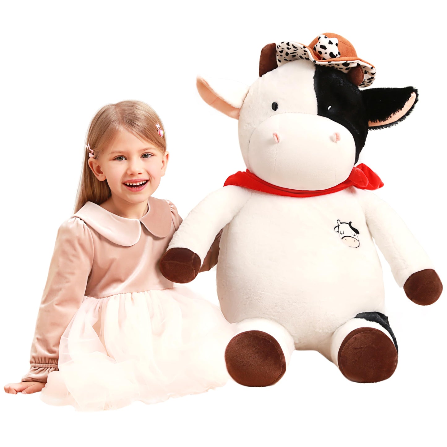 Ikasa Giant Cow Stuffed Animal Plush Toy,30'' Big Large Jumbo Soft Toys,Cute Huge Size Fat Fluffy Plushy Plushie,Gifts For Kids