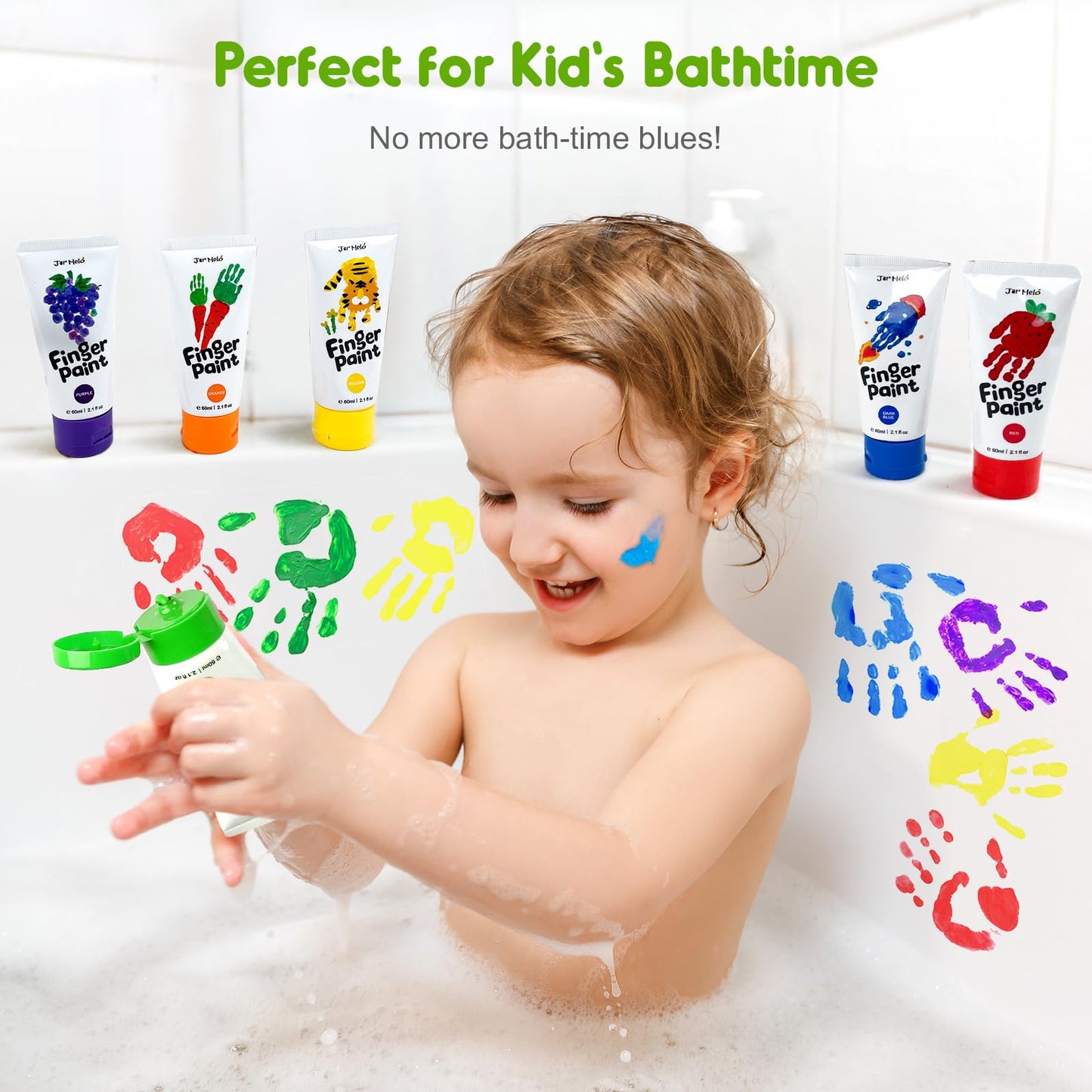 Jar Melo Washable Finger Paints for Toddlers - 12 Non-Toxic Colors, 25.2 Fl Oz, Safe Art Supplies for Kids Age 2+, Ideal for Hand & Feet
