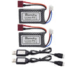 Blomiky 2 Pack 7.4V 2S 30C 1000mAh 7.4Wh Lipo Battery T Plug and USB Charger Cable Suitable for HBX 16889 16890A and XLH Q903 Q9