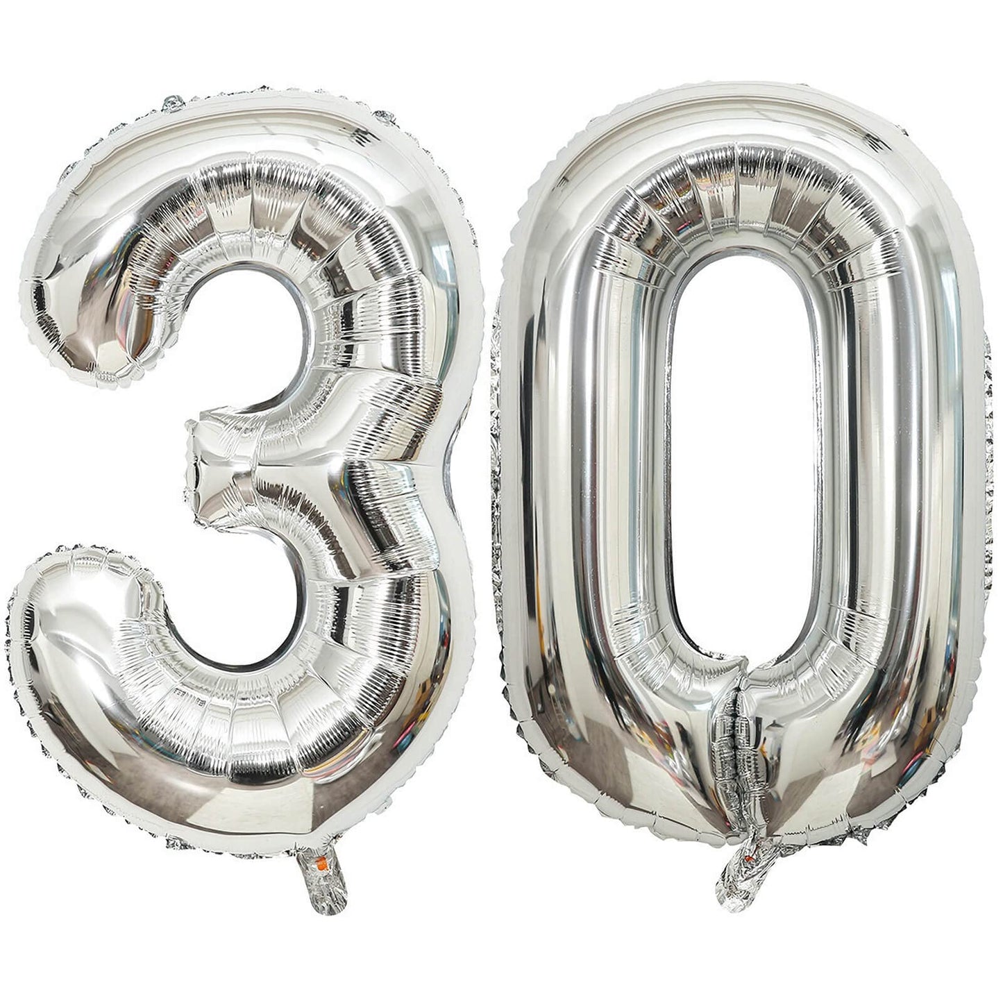 40 Inch Silver 30 Number Balloons Giant Jumbo Huge 30 Foil Mylar Helium Number Digital Balloons Silver Birthday Mylar Digital Ba