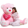 MaoGoLan 4.3ft Pink Teddy Bear Plush Toy - Giant Stuffed Animal with Red Heart, Perfect Gift for Girlfriend, Boyfriend, Kids