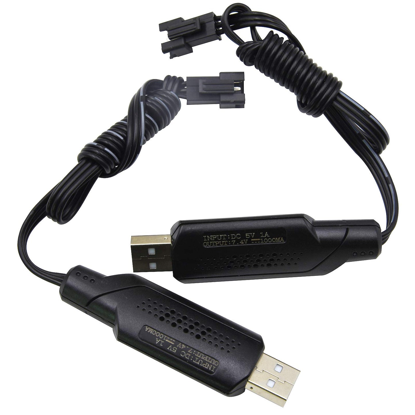 Blomiky 2 Pack 7.4V SM-3P USB Charger Cable for 7.4V 1300mAh Li-ion Battery with SM-3P Plug / 7.4V SM-3P 2