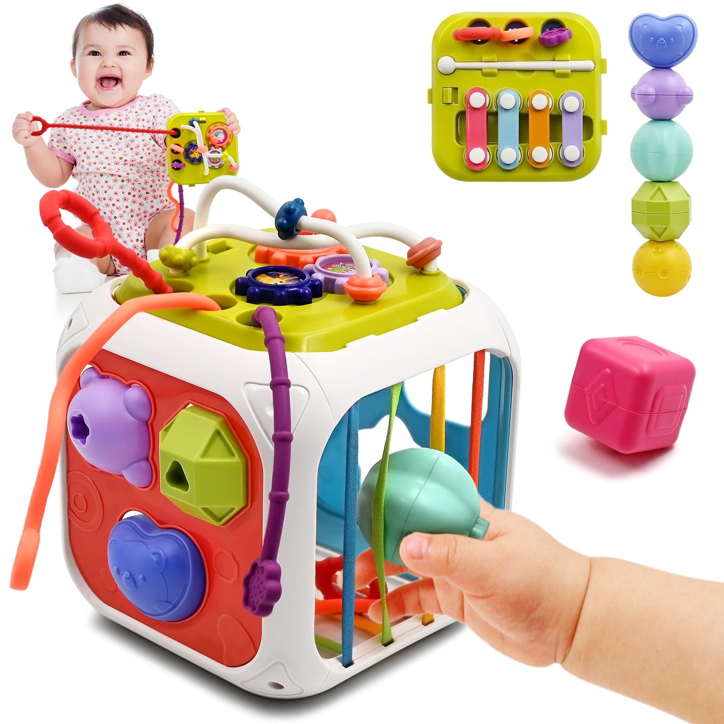 Aituitui Baby Toys 12 18 Months, Multifunctional Sensory Teething Toys For 1 2 Year Old Boy Girl, Learning Educational Shape Sor