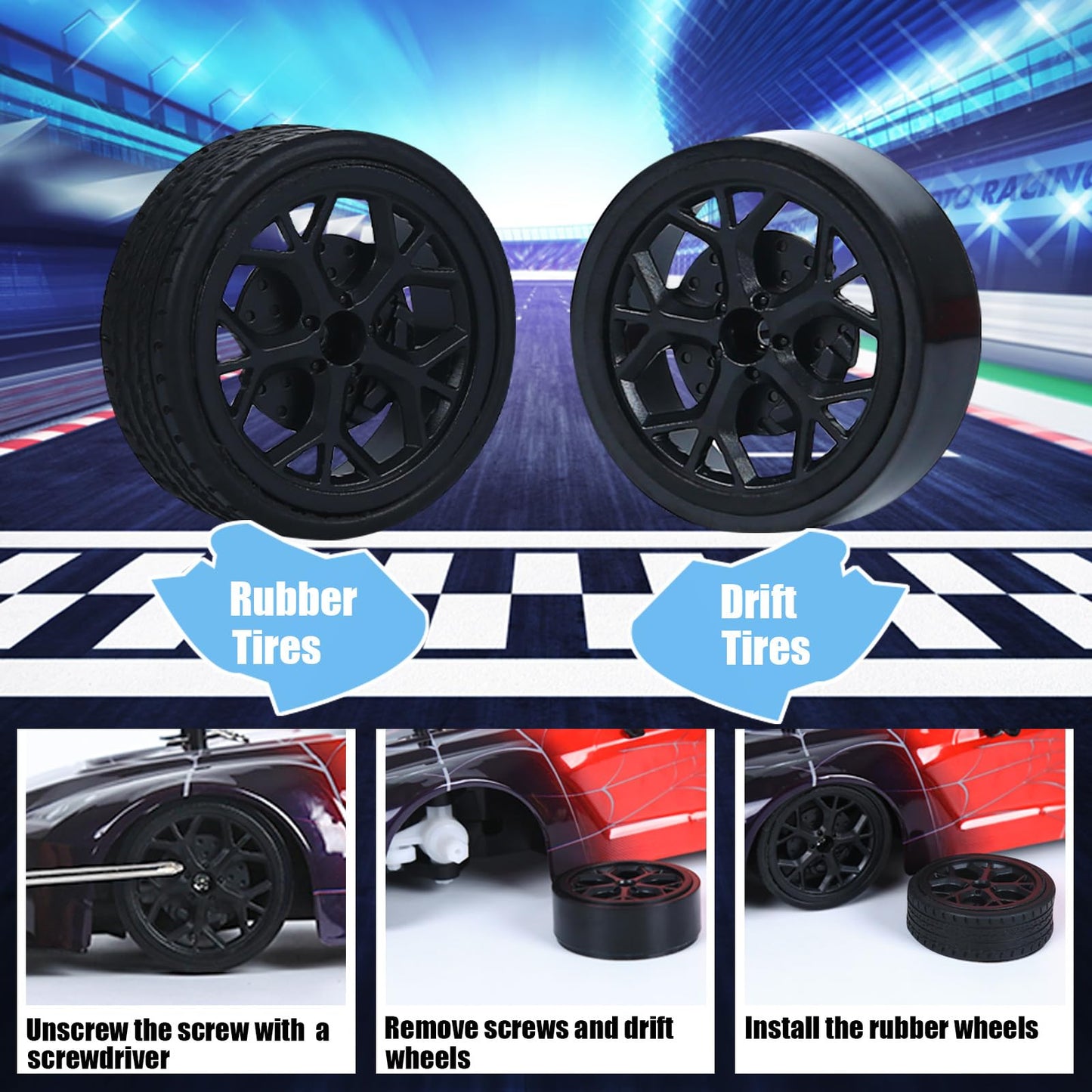 iBlivers Spider RC Drift Car, 1:14 Monster Truck Remote Control Drift Car with Full Proportional Throttle 4WD GT Drift RC Cars w