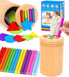Learning Color Sorting Toys For Toddlers,Wooden Montessori Toys For 1 2 3 Year Old,Color & Shape Sorting Sensory Matching Games,Fine Motor Skills Sensory Toys For 1+ Year Old Baby Boys Girls Gifts