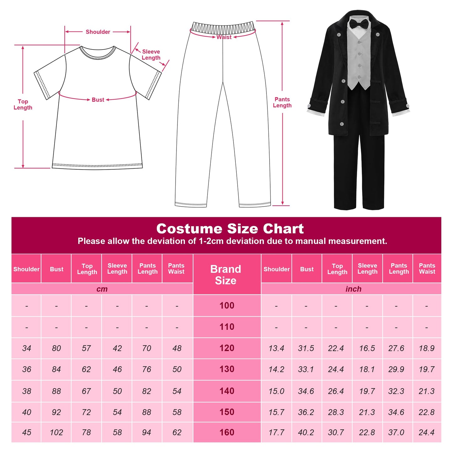Relibeauty Abraham Lincoln Costume Kids Douglass Costume For Boys, 16 Black