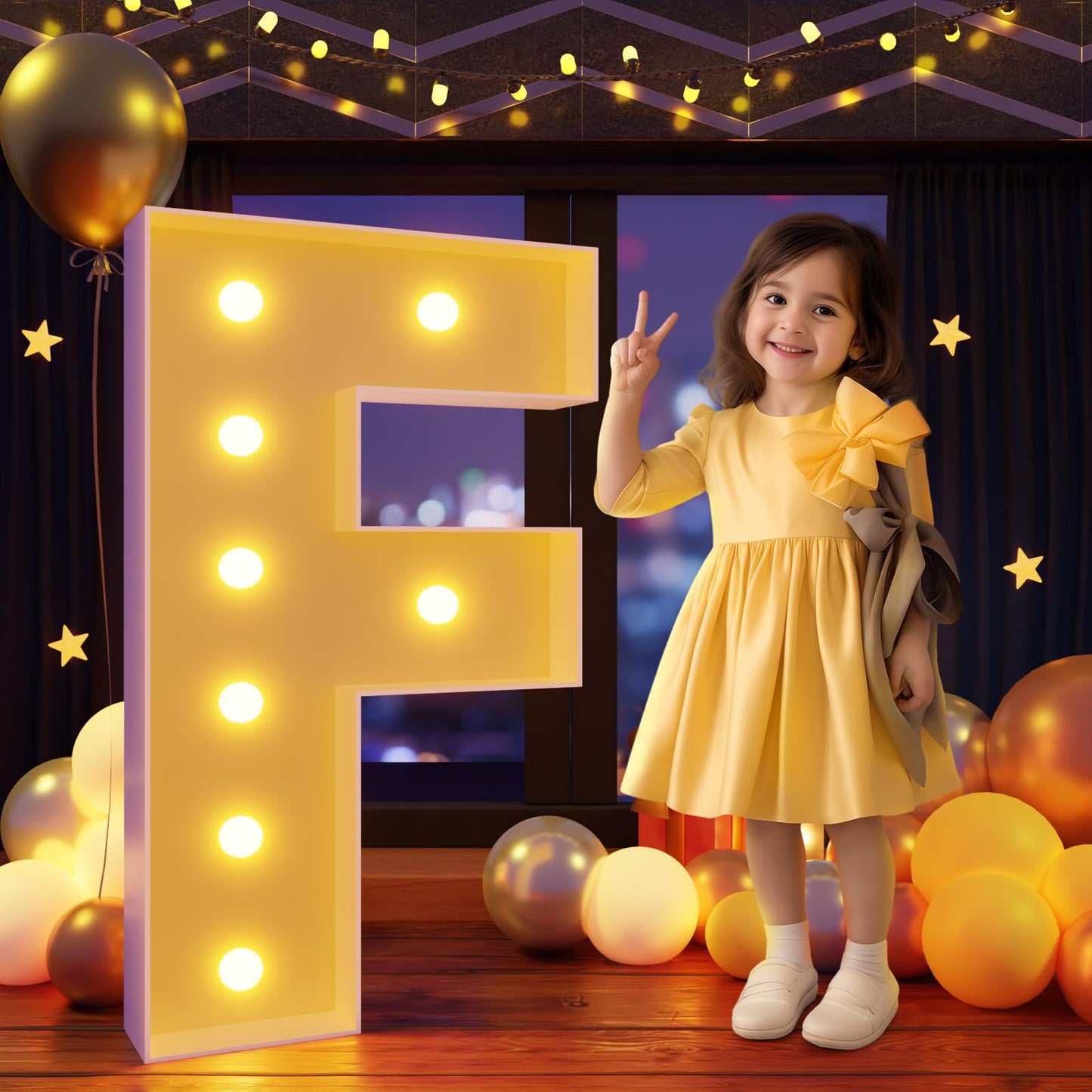 Imprsv 3Ft Marquee Light Up Letters F, Large Light Up Letters, Big Marquee Letters For Party Decorations Baby Shower Anniversary