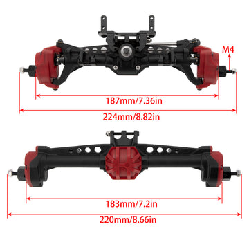 MEUS RACING SCX10 Portal Axles Upgrade for Axial SCX10 II, Nylon with Steel Gears, Red, Model MEUS22121601