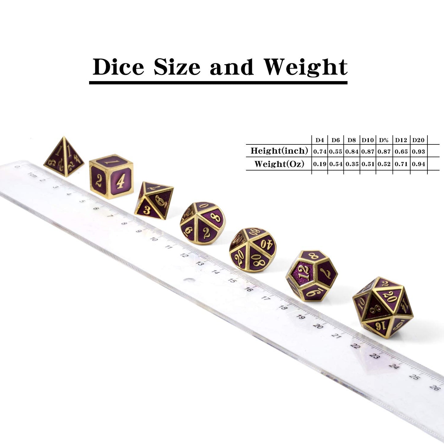 DnDnD Table Game Metal Dice Set, 7PCS D&D Metal Die with Metal Gift Box for Tabletop Games Dungeons and Dragons Dice (Dark Purpl
