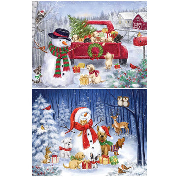 Bits And Pieces - Value Set Of Two (2) 300 Piece Jigsaw Puzzles For Adults - Each Puzzle Measures 18' X 24' - Winter Holiday Snowman Jigsaws By Artist Makiko