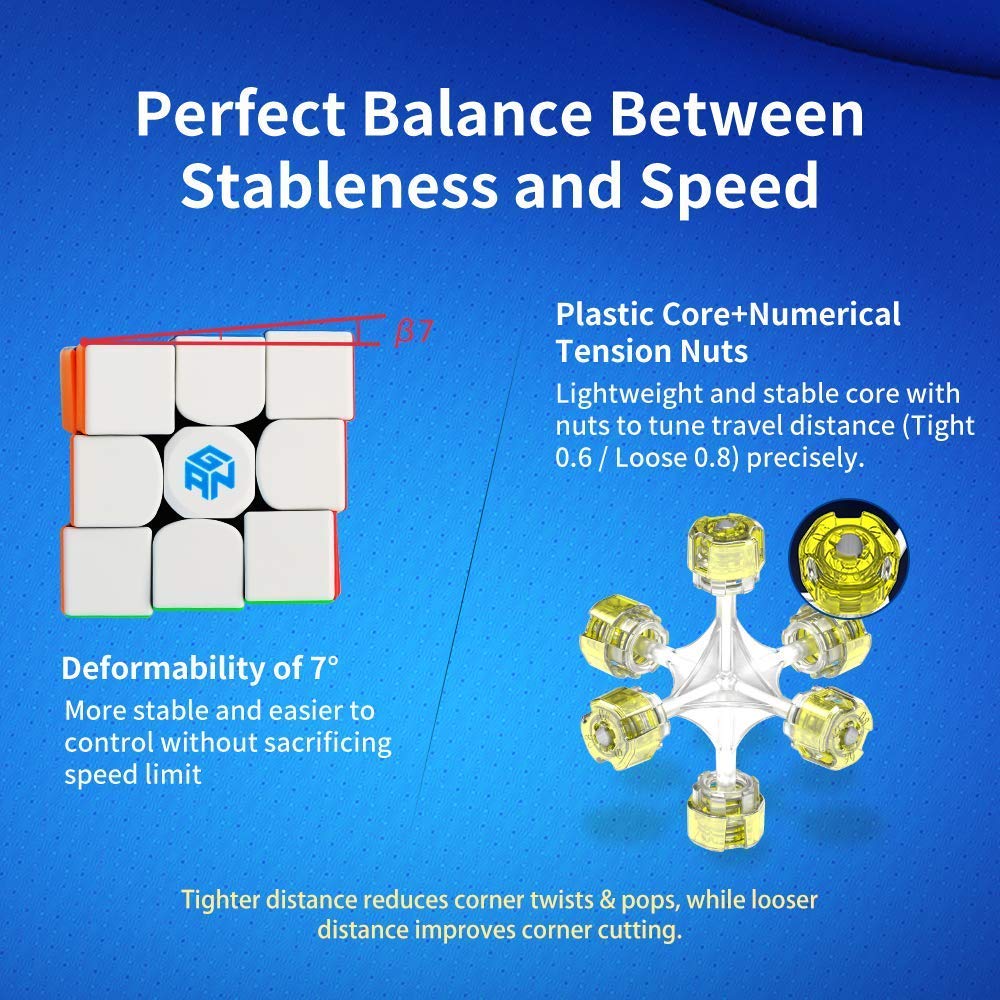 Gan 356 R S, 3X3 Speed Cube Gans 356Rs Magic Cube Non-Magnetic (Stickerless)