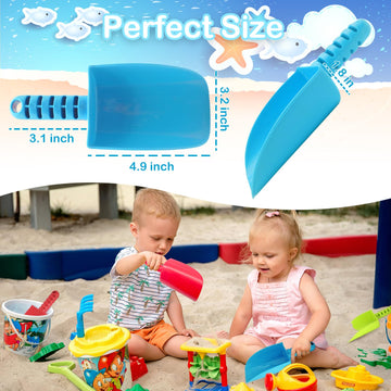 LoayBhok Beach Shovel Toys for Kids: Heavy Duty Plastic Sand Shovels Tools for Toddlers - 4 Pack Outdoor Digging Sandbox Toys Se