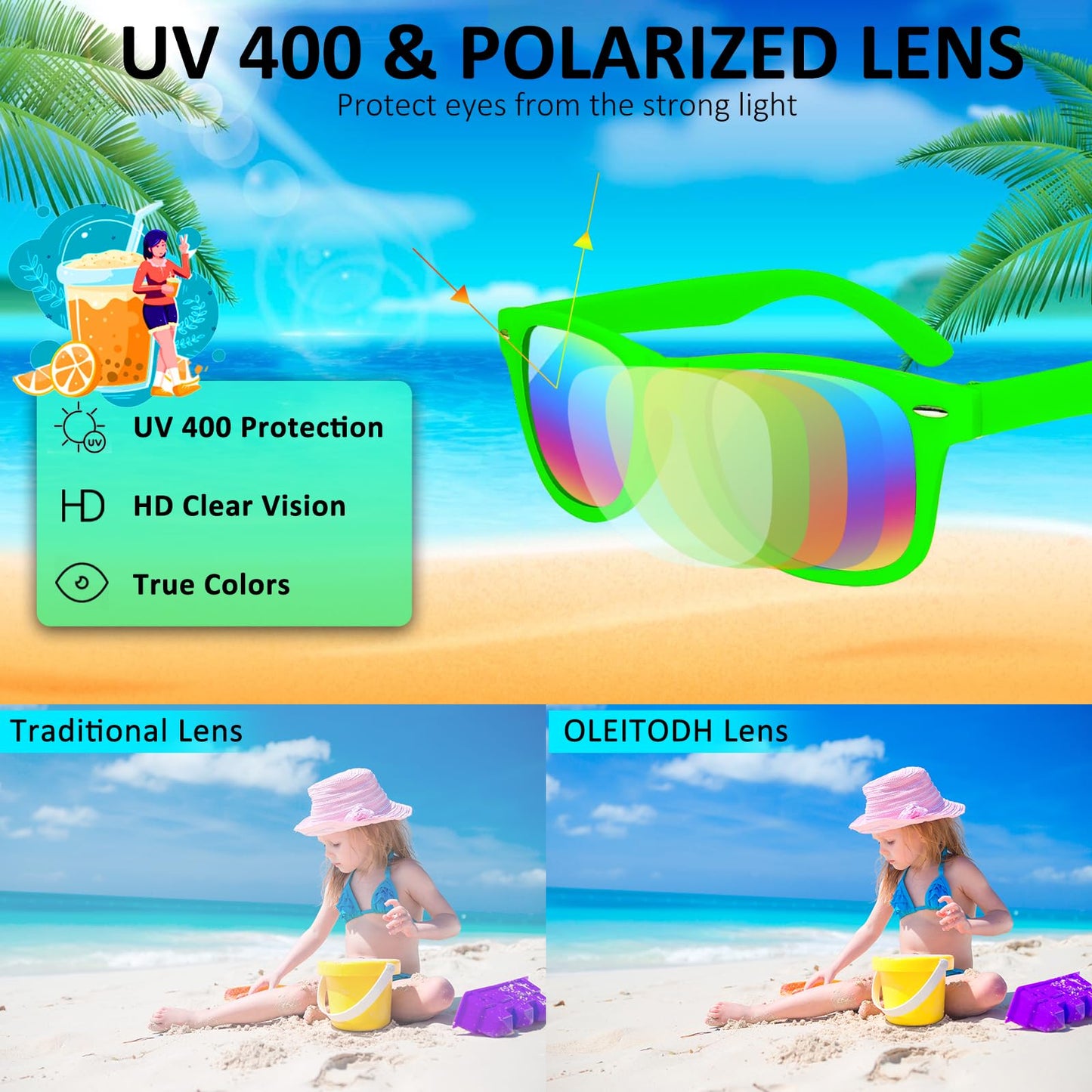 Oleitodh 60 Pcs Kids Sunglasses Bulk Party Favors,Neon Party Sunglasses For Boys Girls, Summer Pool Beach Party Favors Supplies,