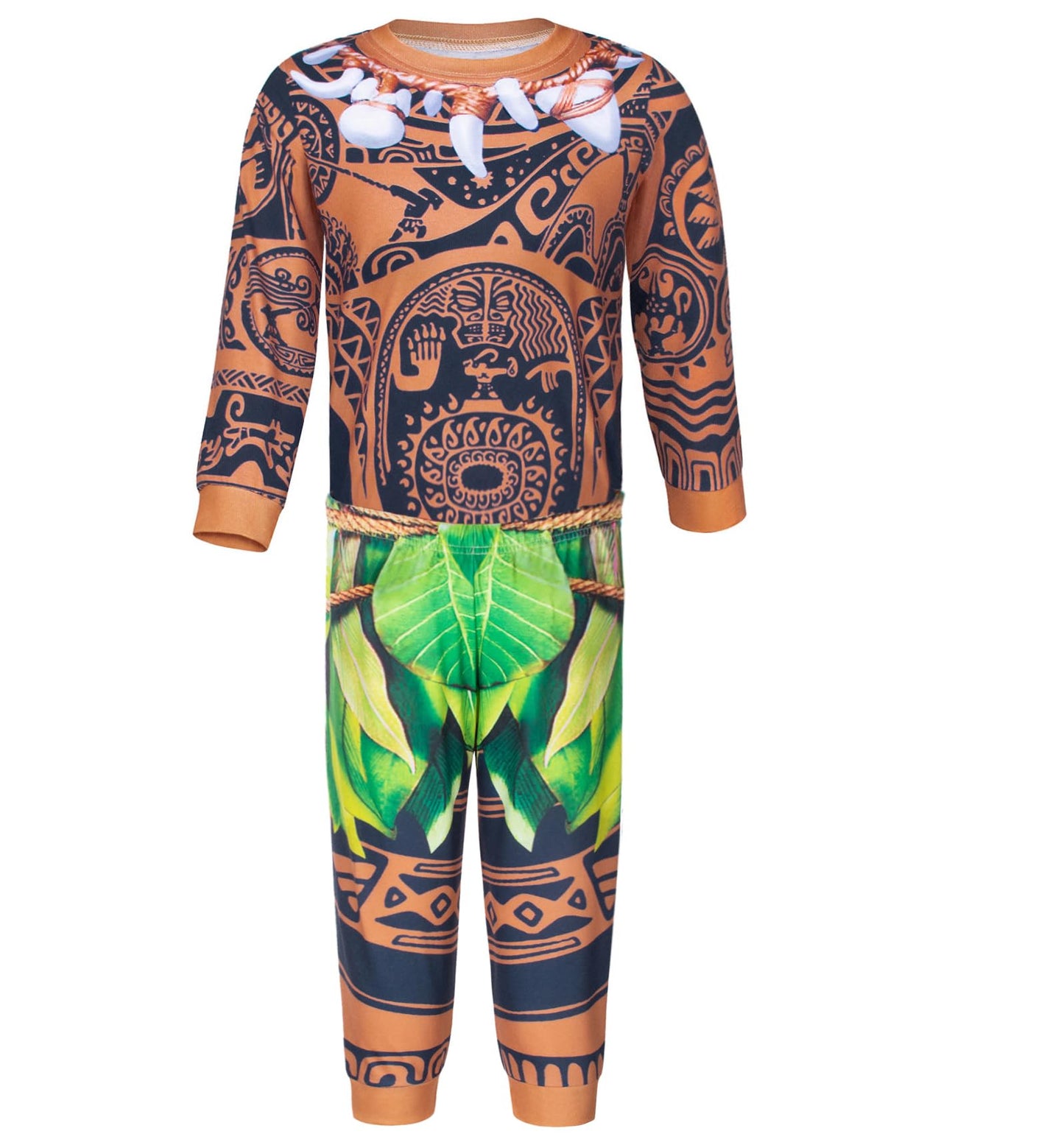 Mavoka Boys Costume Polynesia For Kids Halloween Party Cosplay 9-10Years Brown