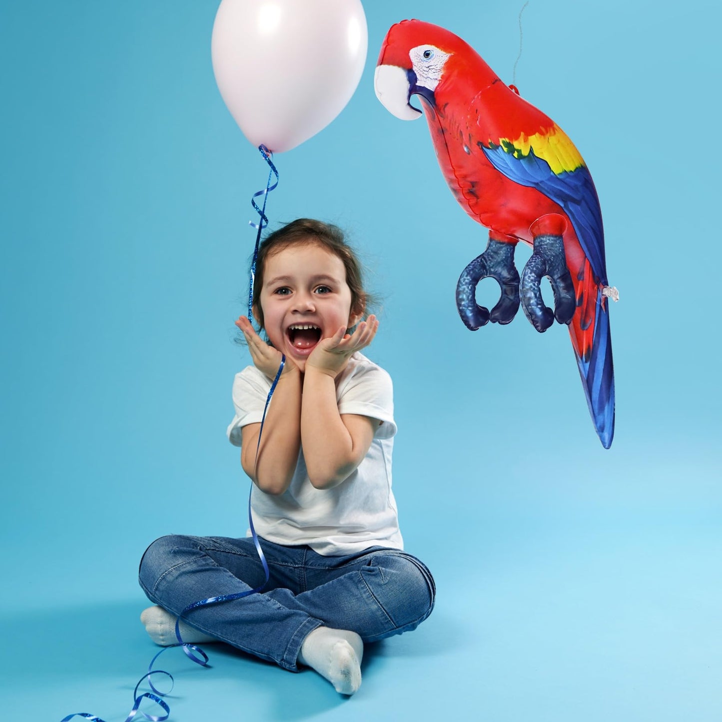 Jet Creations 24 Inflatable Scarlet Macaw Parrot Red, Yellow, Blue Animal Figure for Decor, Play, Livestock Party, Birthday,Kids