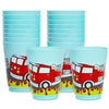Blue Panda 16 Pack Plastic Fire Truck Cups For Kids, Firefighter Party Favors For Birthday Supplies (16 Oz)