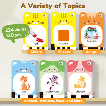 Joycat Talking Flash Cards For Toddlers 1-5 Clear Voice & Thick Cards & Easy To Slide In And Out, Independent Play & Speech Deve
