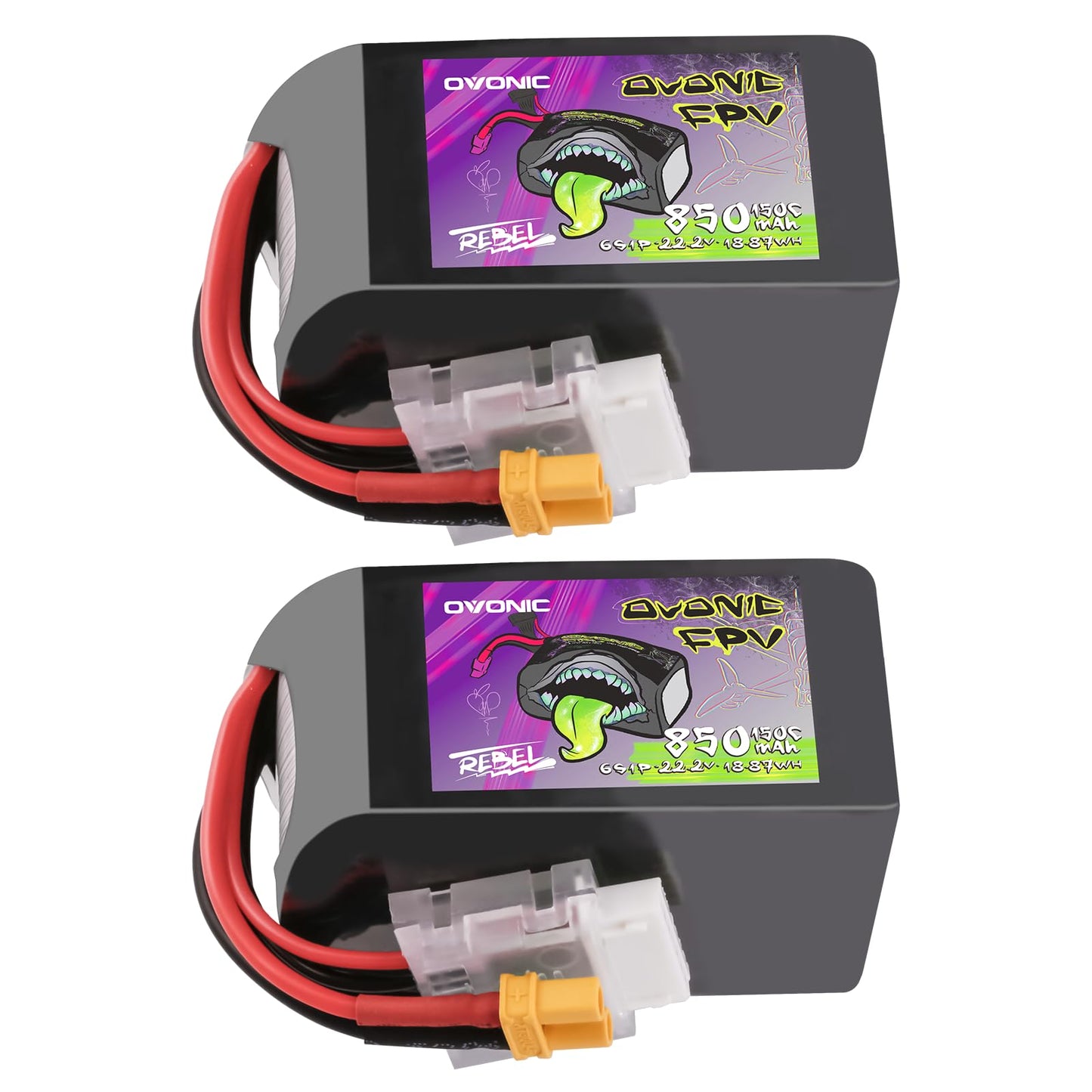 OVONIC 6S Lipo Battery150C 850mAh 22.2V Lipo Battery with XT30 Connector for RC Racing FPV Drone Helicopter Quadcopter Airplane