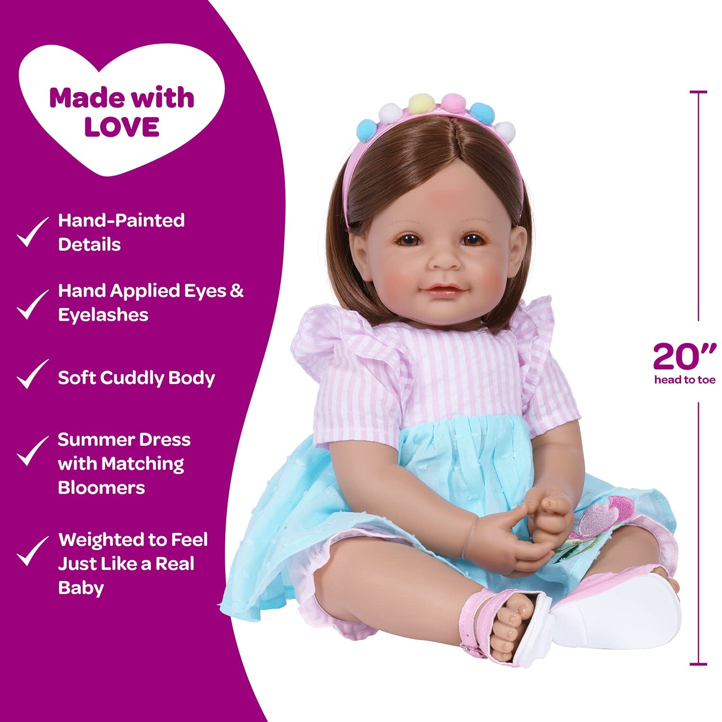 Adora Toddler Time Babies, 20' Premium Doll With Hand Painted Eyelashes And Face, Fresh Baby Powder Scent And Removable Clothing, Birthday Gift For Ages 6+ - Summer Flamingo
