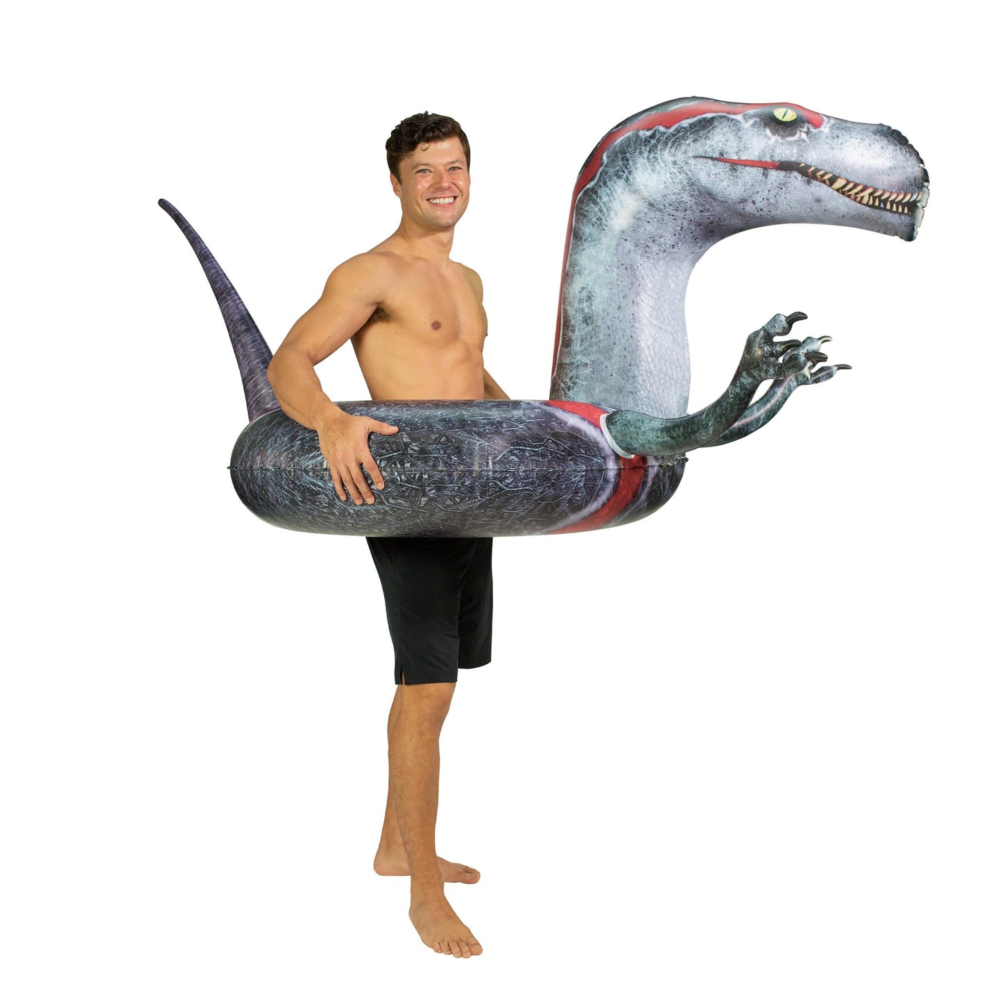 Poolcandy Inflatable Animal Swim Ring Pool Tube Velociraptor. This Furious Raptor Will Prowel The Beach, The Lake Or Your Swimming Pool.