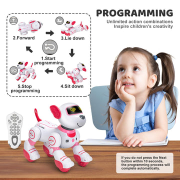 Zreswap Remote Control Robot Dog Toy: Programmable Robotic Puppy for Kids Smart Interactive Robot Pet Dog Dancing Singing Stunt