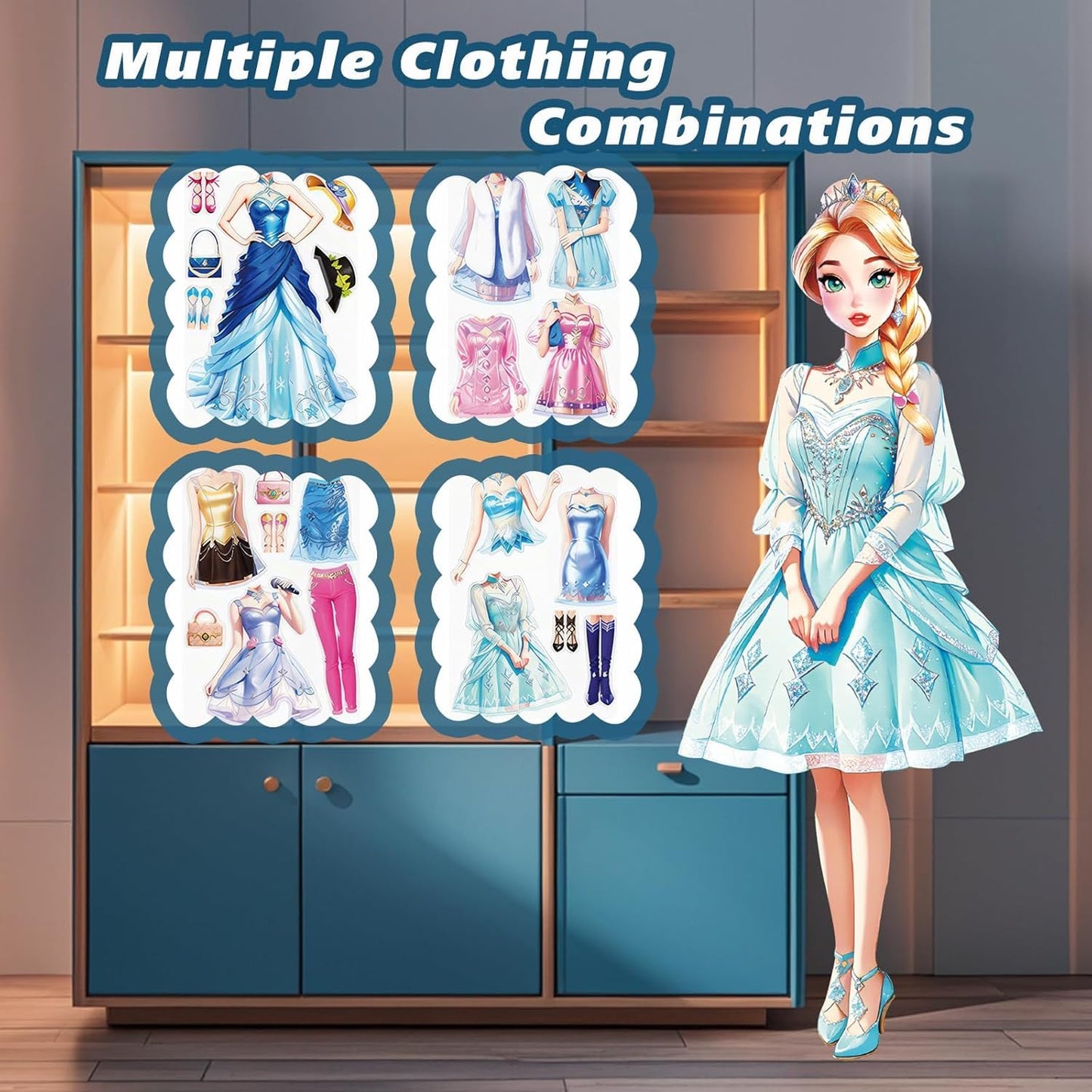 Generic Magnetic Princess Dress Up Paper Doll, Magnet Dress Up Games, Play Travel Playset Toy Magnetic Dress Up Dolls And Pretend For Girl (Lea), Medium