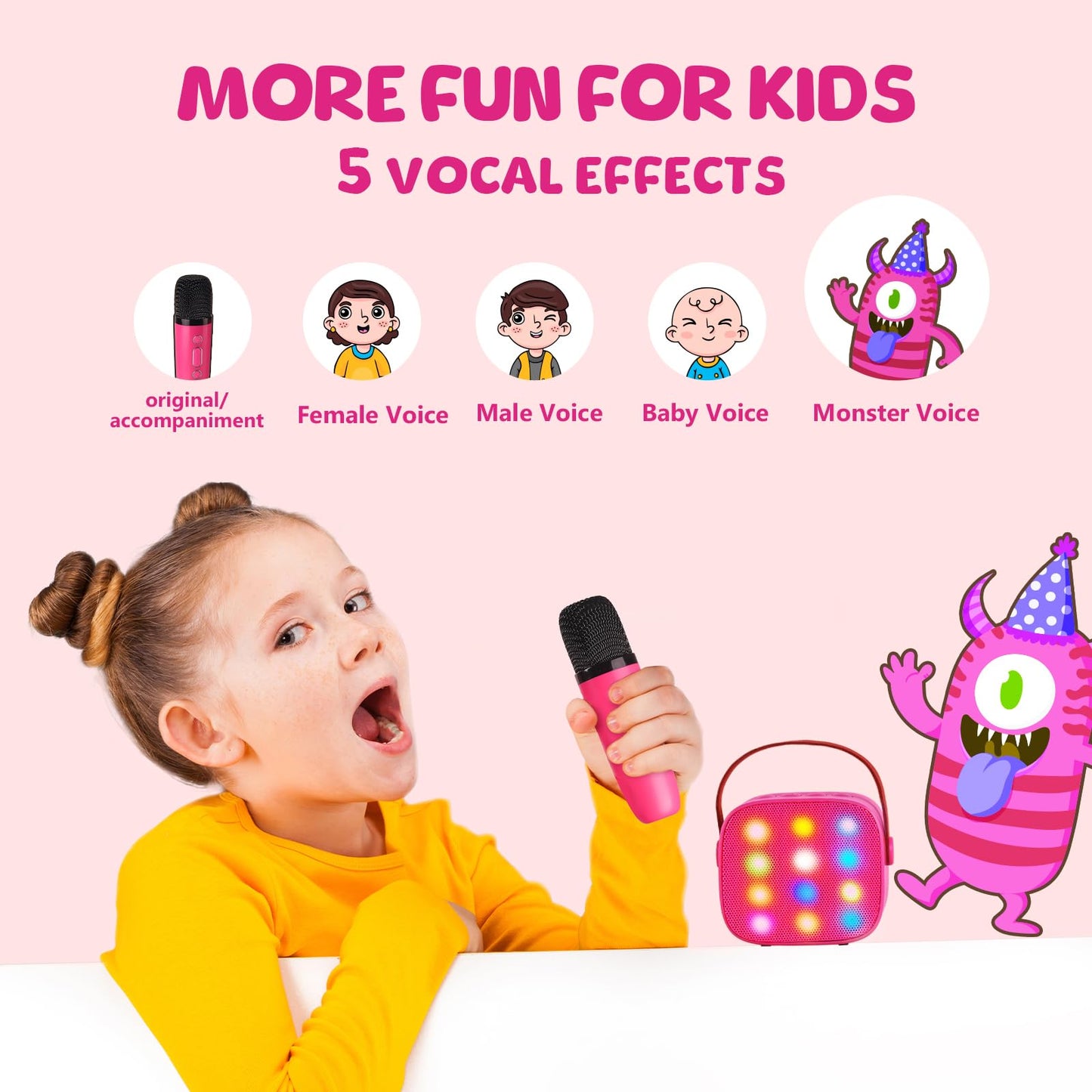 Yll Karaoke Machine For Kids Toys, Portable Bluetooth Speaker With 2 Wireless Microphones, Birthday Gifts For Girls 4, 5, 6, 7,