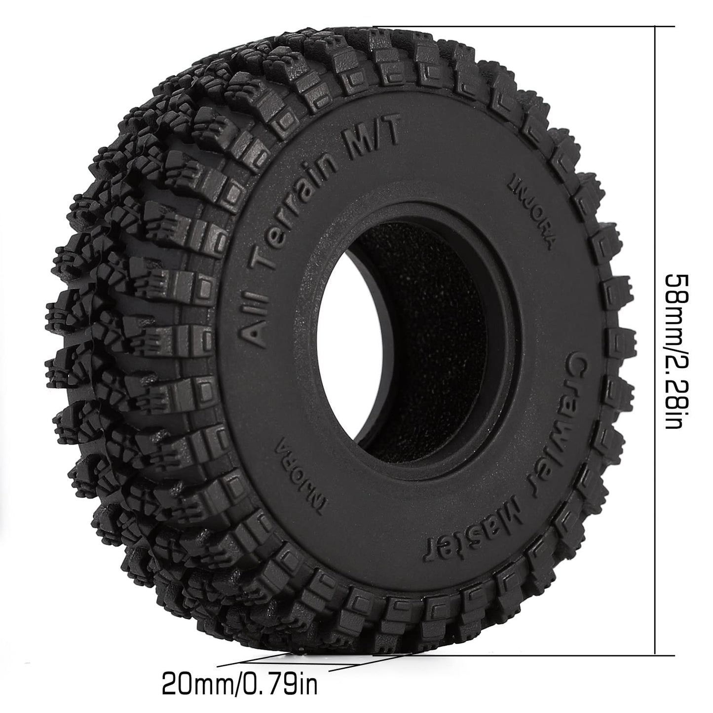 INJORA 1.0 Tires - S5 All Terrain Crawler Tires for TRX4M SCX24 AX24 FCX24 Upgrade Parts,58 * 20mm,T1008