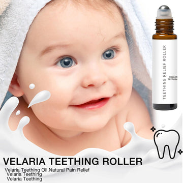 Traboto 3Pcs Natural Teething Roller Set for Babies - Brown, Gentle Relief with A Thousand Roses Oil