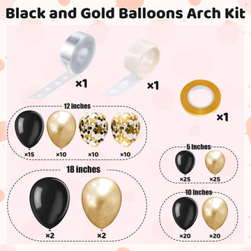 142 Pieces Black And Gold Balloon Garland Arch Kit Black And Gold Balloons Confetti Latex Balloons Black And Gold Party Decorati