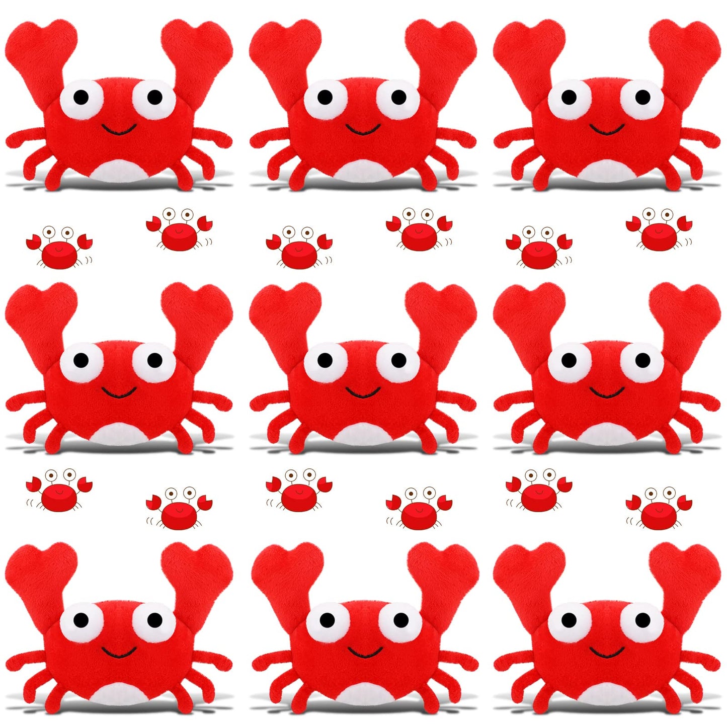 9 Pack Crab Stuffed Animal Cute Crab Plush Doll Toy Soft Small Stuffed Hanging Ornaments For Keys Purse Backpack Bags Diy Birthd