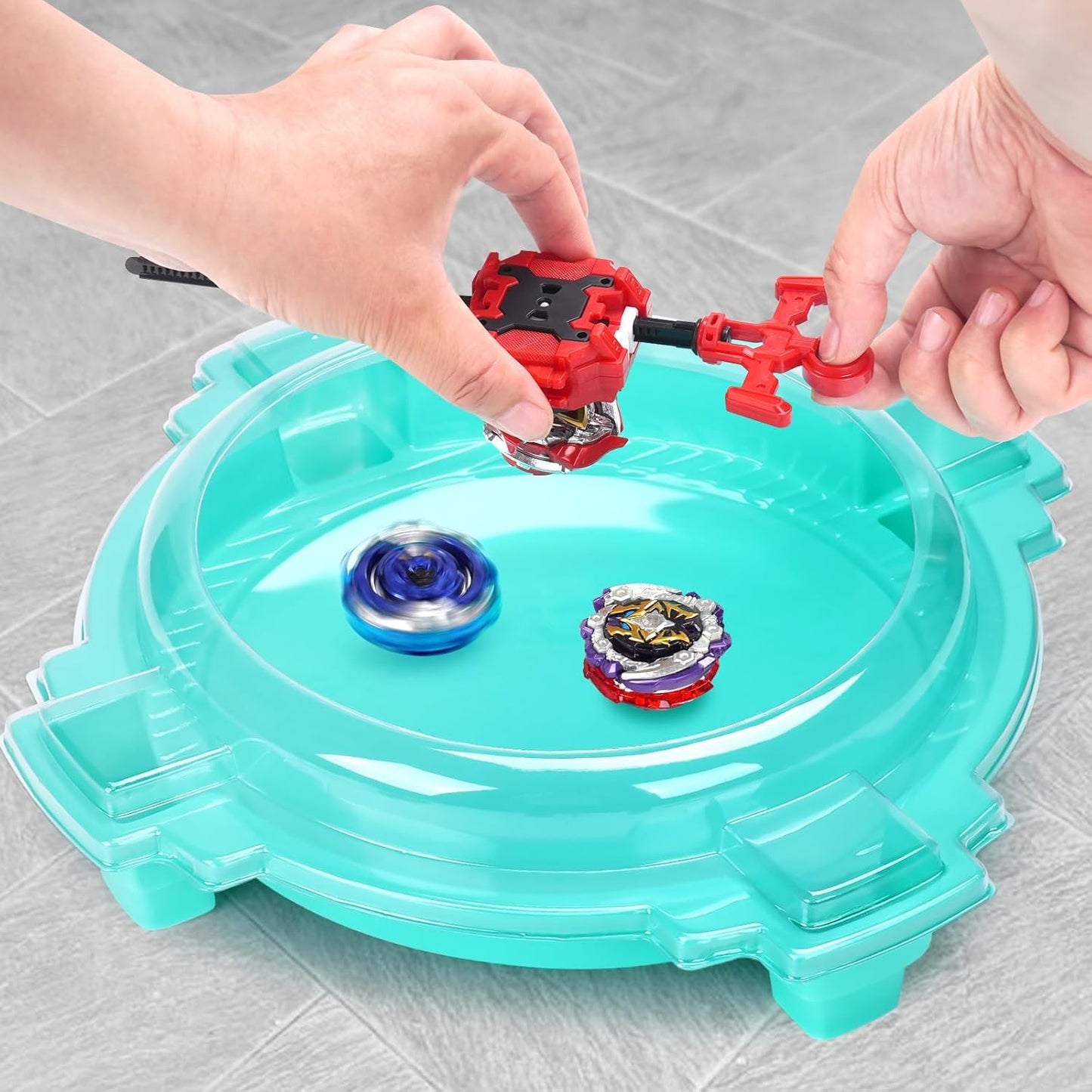 COCOFOX 2 Pack Right/Left-Spin Gyro Launchers, 7.9"x2"x2.3", Plastic, Black/Red, Model COCOFOX02