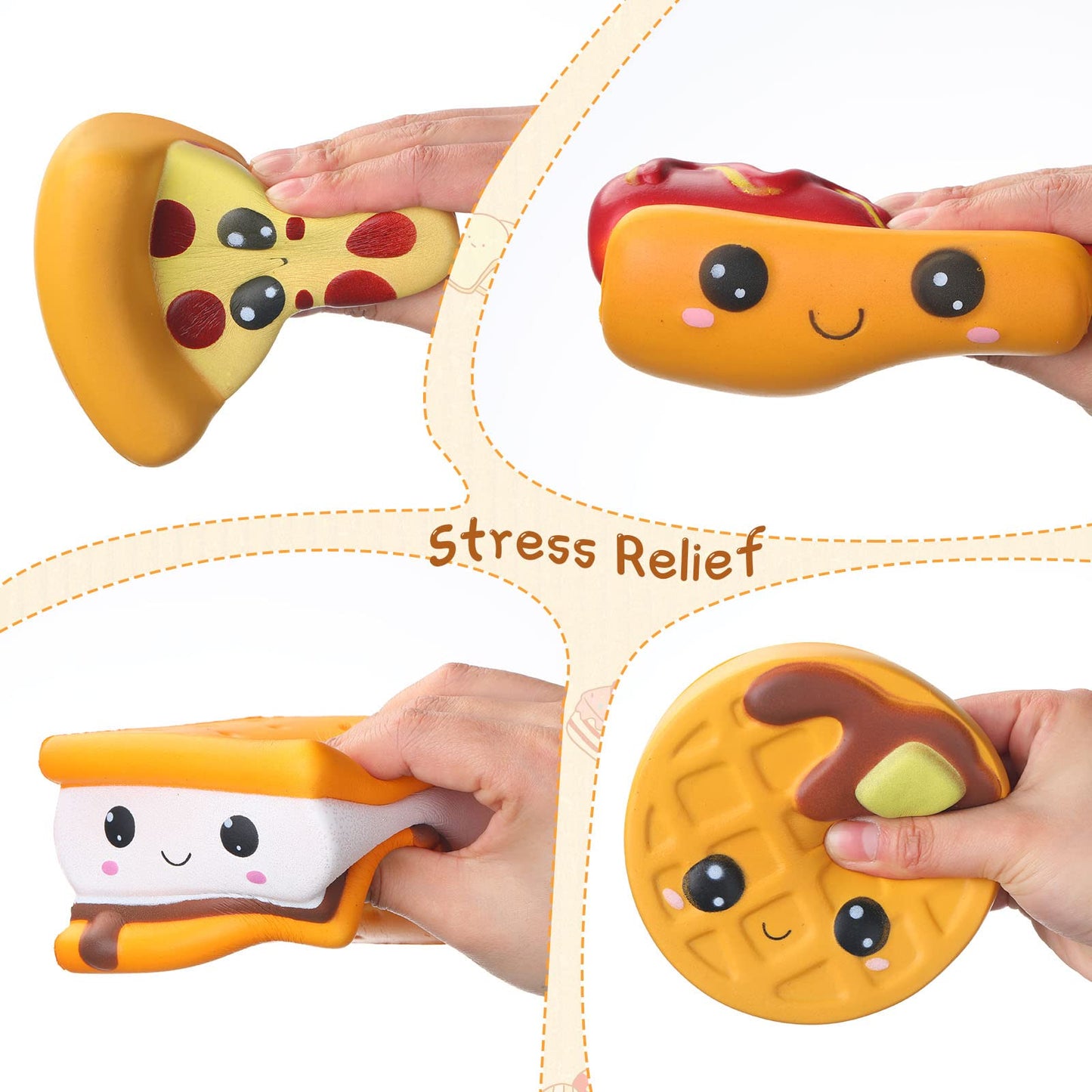 Zhanmai 8 Pcs Slow Rising Toys Food Foam Stress Toys In Hot Dog Cake Bread Smore Pizza Biscuit Donut For Teens Adults Anxiety St