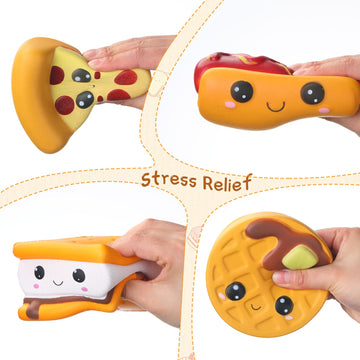 Zhanmai 8 Pcs Slow Rising Toys Food Foam Stress Toys In Hot Dog Cake Bread Smore Pizza Biscuit Donut For Teens Adults Anxiety St
