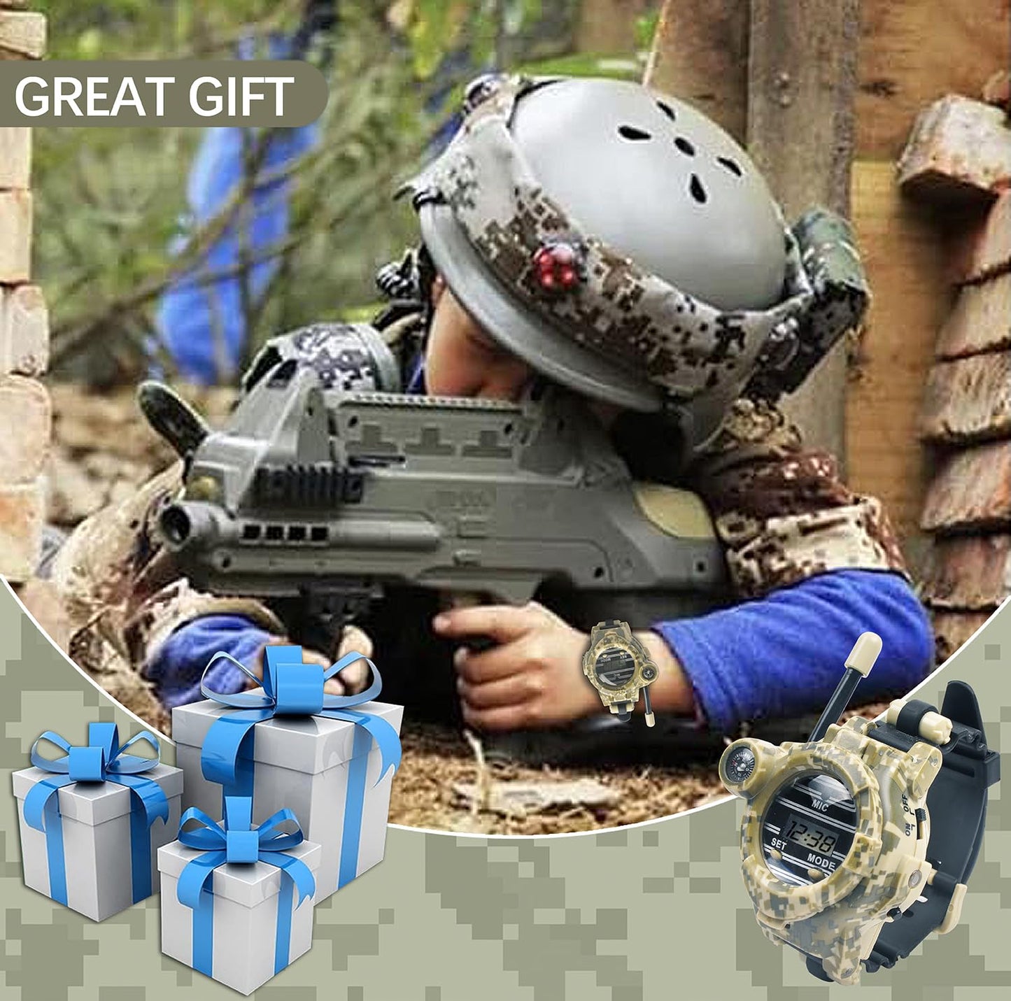Walkie Talkie For Kids,Rechargeable Spy Walkie Talkies Watch Army Toys Gifts For Children,Two-Way Radio Walky Talky Watches With