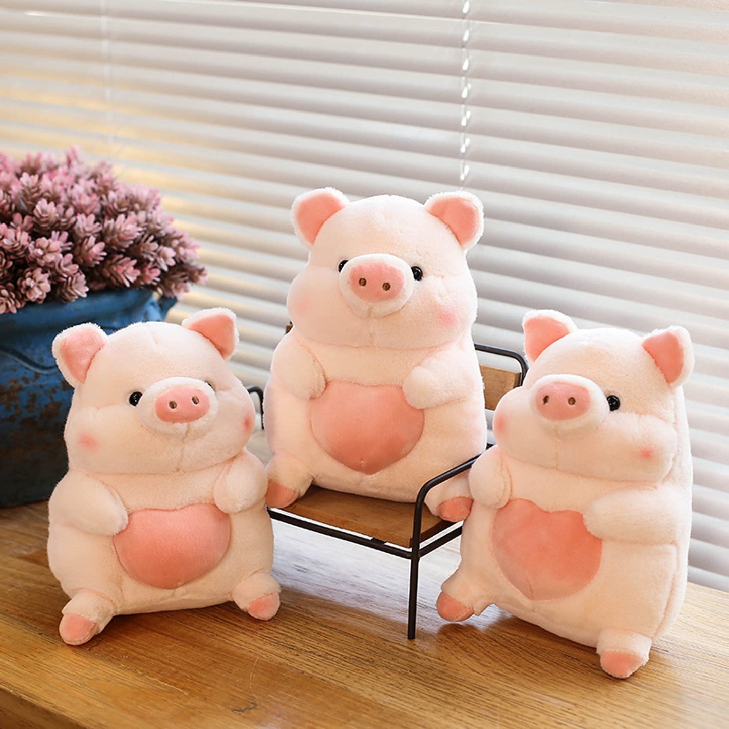 Ruzucoda Plush Pig Stuffed Animals Soft Toys Holding Love Heart Dolls Gifts For Girls Girlfriend Lover Pink 8 Inches