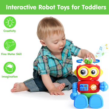 Wanonoo Robot Toys For 1 Year Old Boy 1St Birthday Gift One Year Old Musical Light Up Toys For Toddlers 1-3 Baby Boy Toys 12-18
